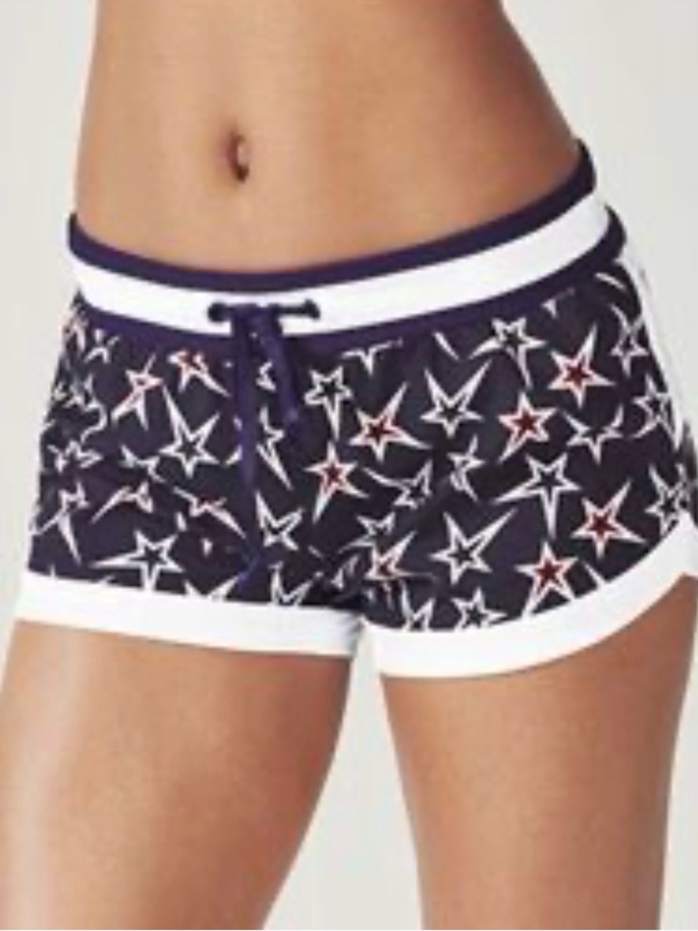 Fabletics Blue and White Star Riho Running Shorts Size Medium
